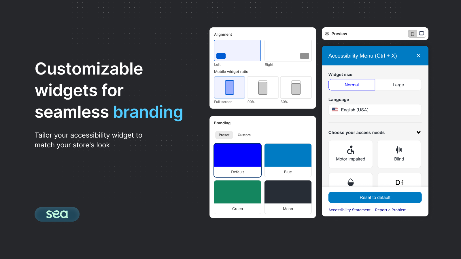 Easily customize the accessibility widget 