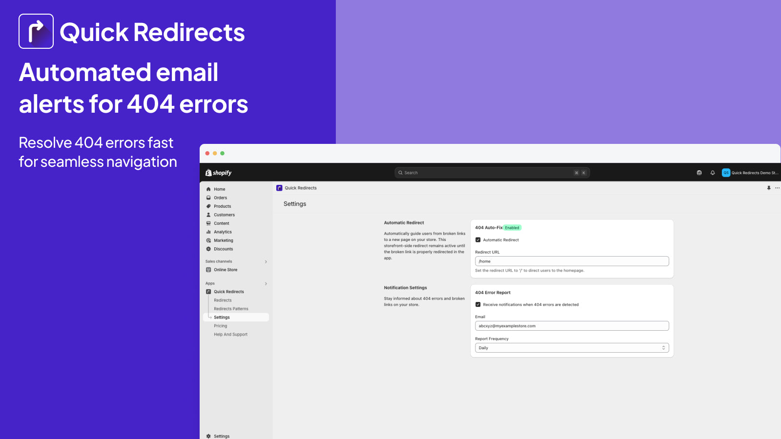 Email alerts/notifications for unresolved 404 errors. 
