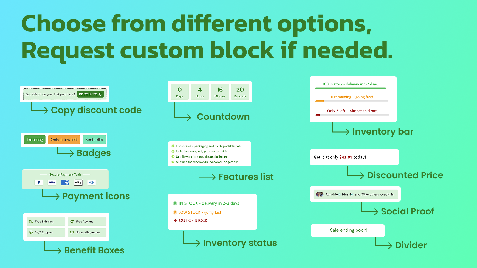 Product page blocks preview