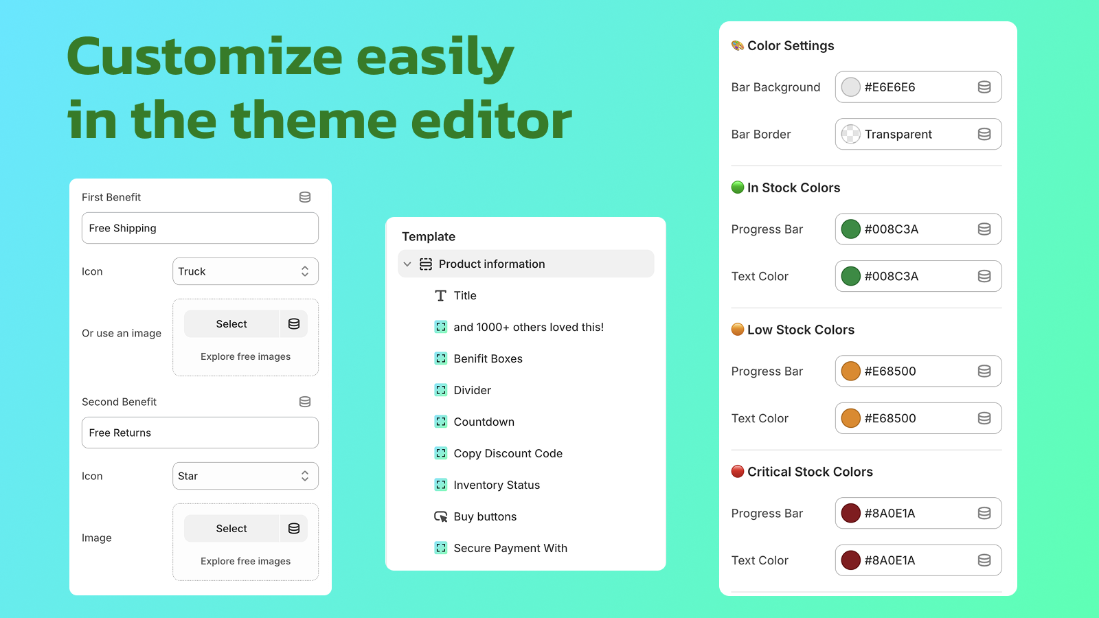 Customizing from theme editor