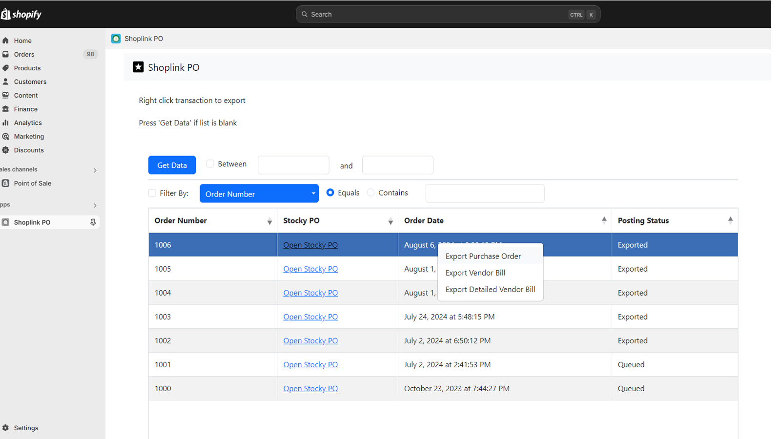 Step 1: Export your transaction