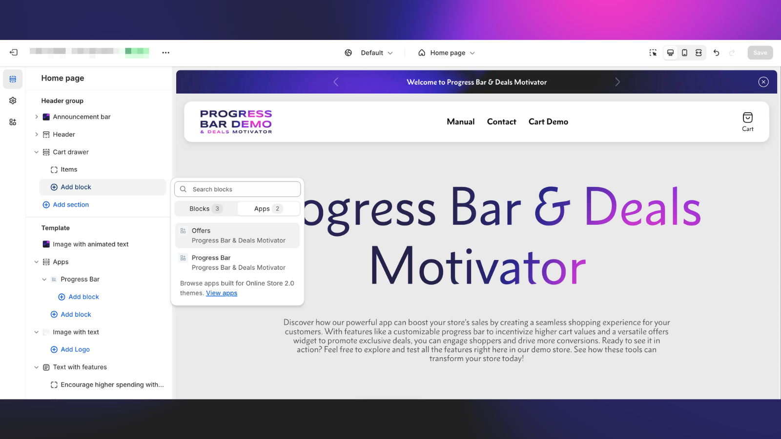 Progress Bar & Deals Motivator