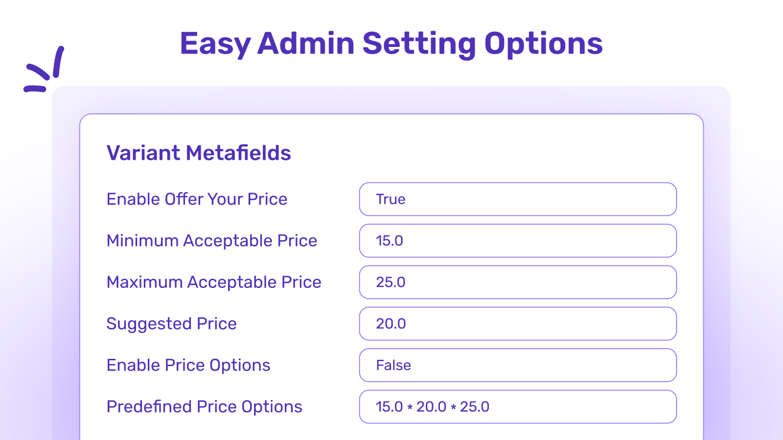 Offer Your Price Admin Settings