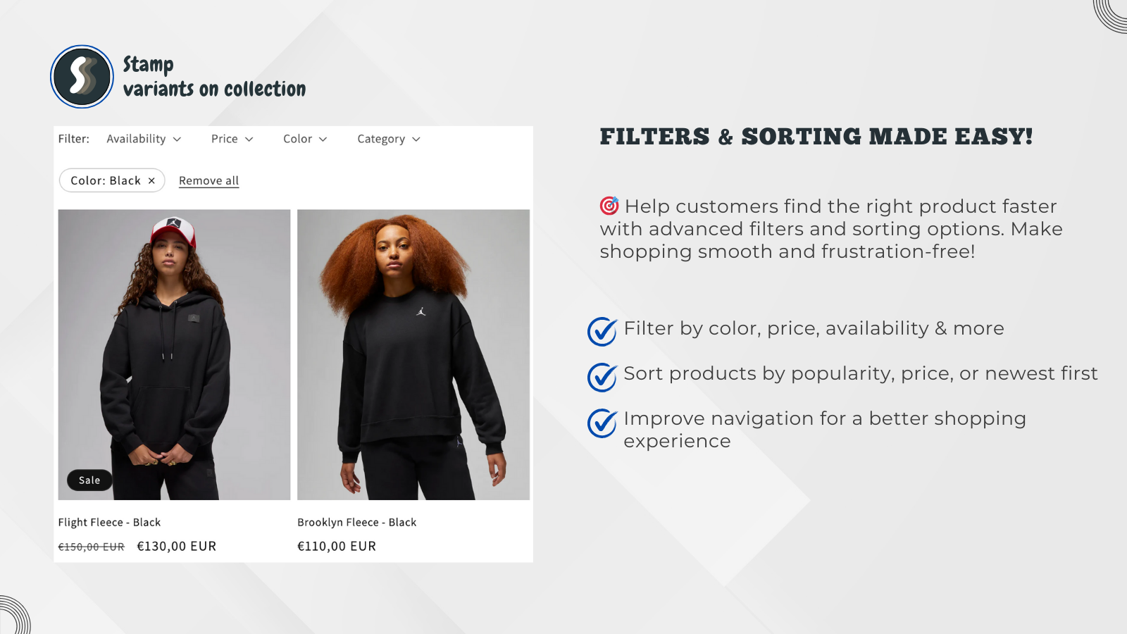 Help customers find the right product faster with filters & sort