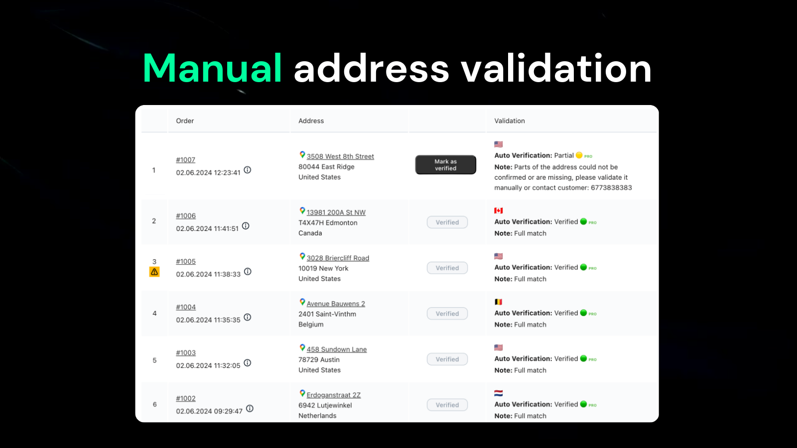 Brix - manual address validation