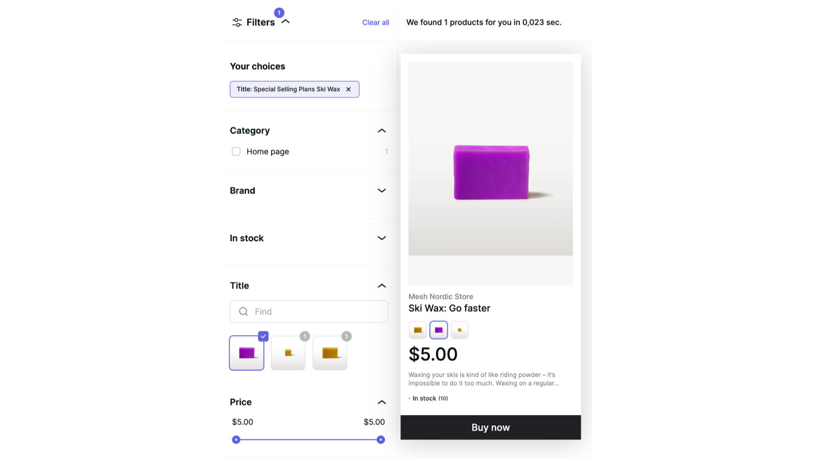 Filters, buttons. descriptions