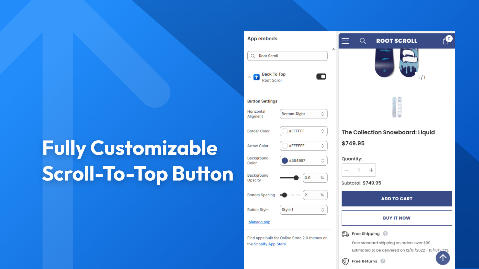 Customizable back to top button