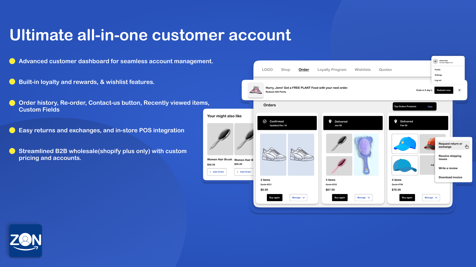 customer account for shopify store