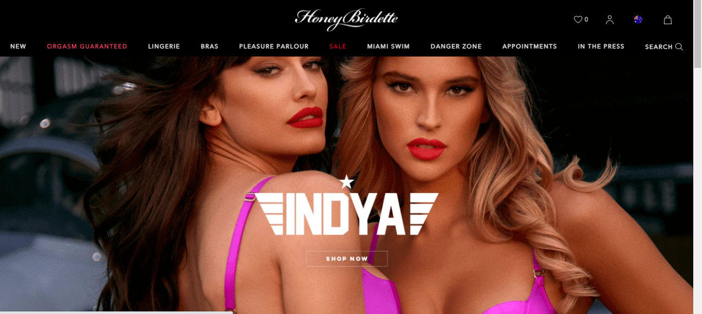 lingerie website screenshot