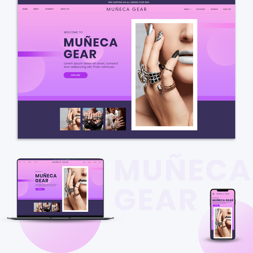 Custom Shopify store design screenshot