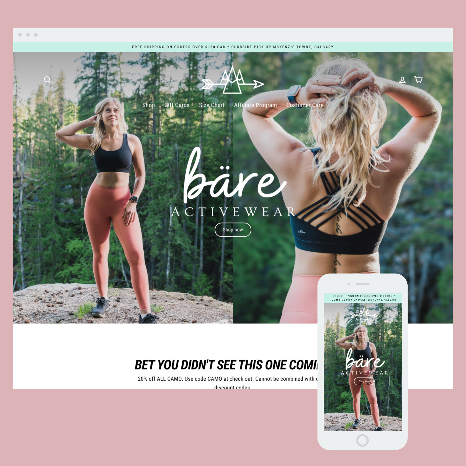 Full store setup: Bare Activewear screenshot