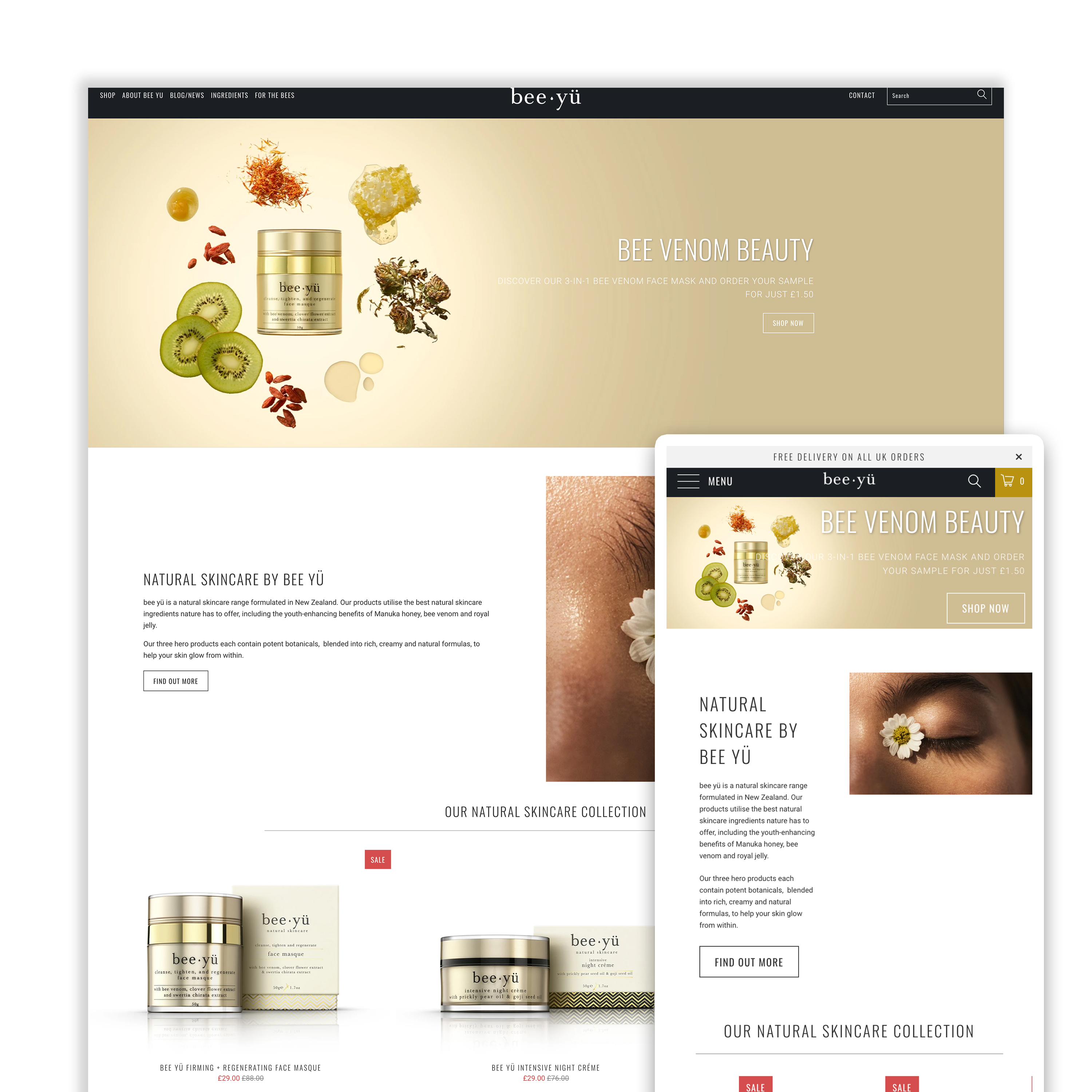 Bee Yu Skincare - Design, Build, Custom Development screenshot