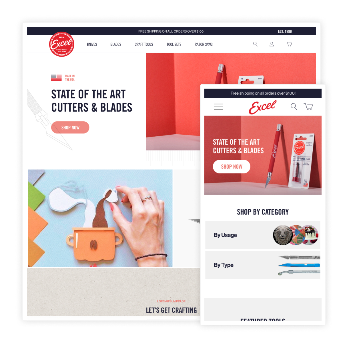 Excel Blades - Shopify Redesign screenshot