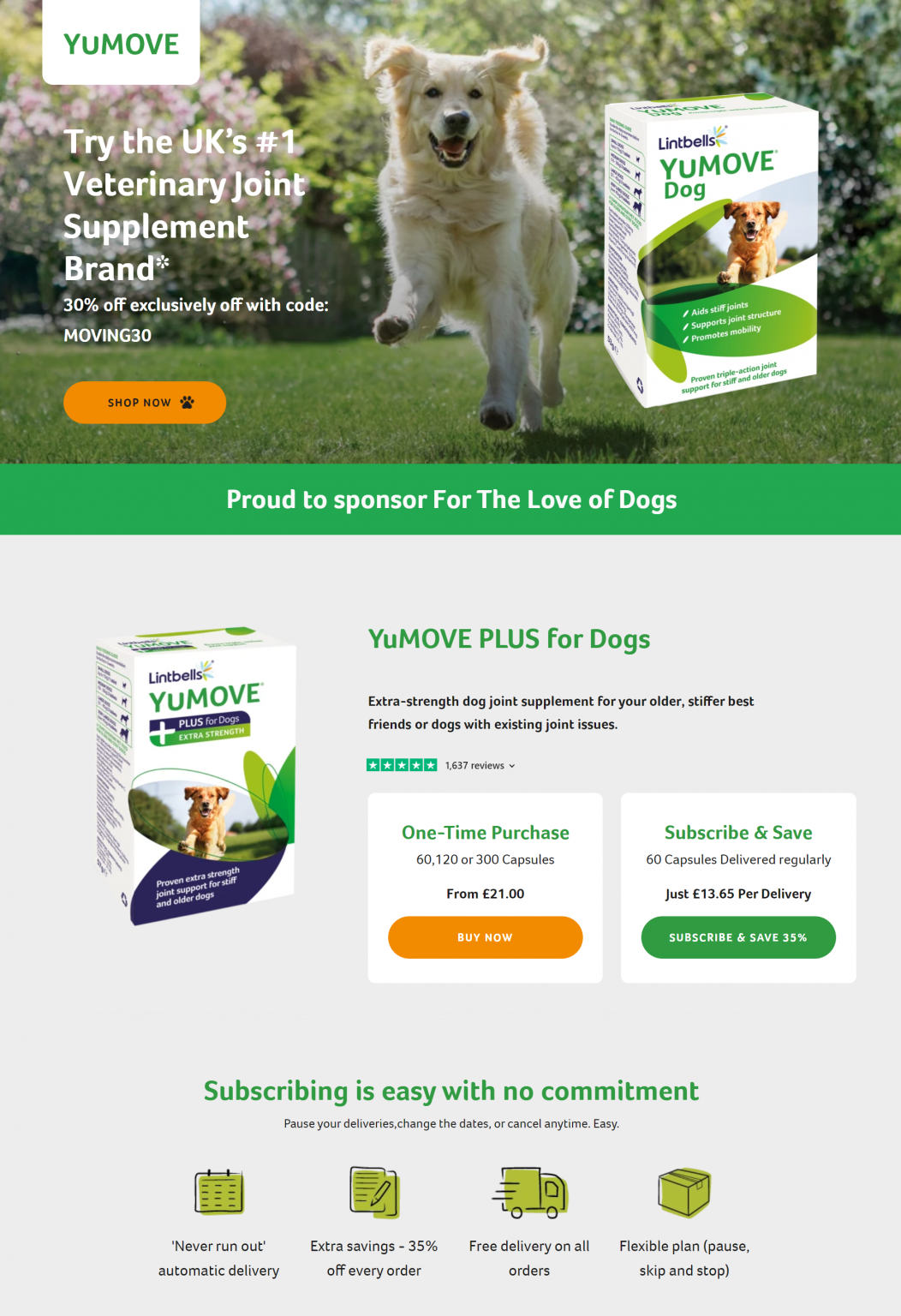 YuMove subscription pet store design, build and growth services screenshot