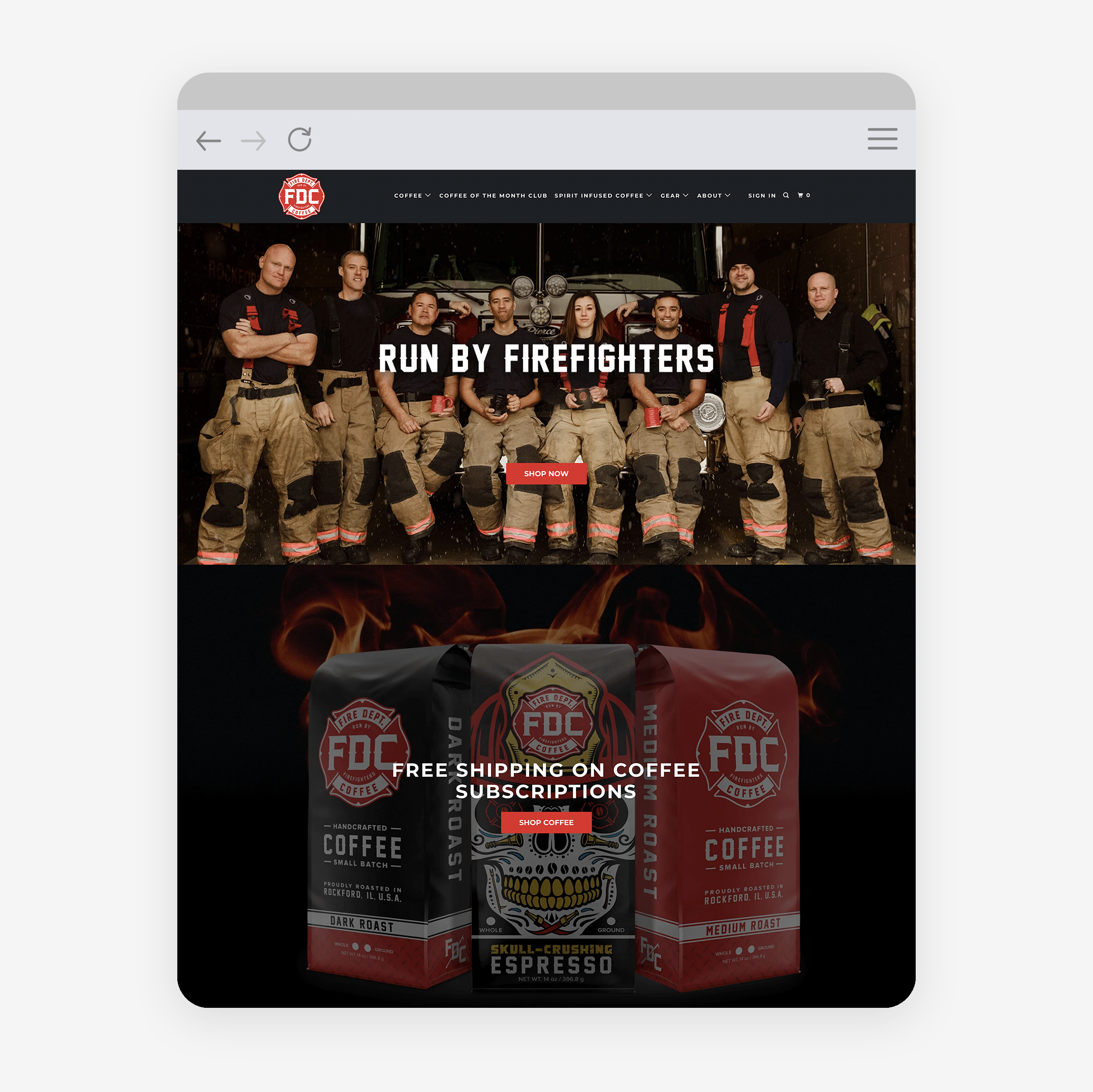 Fire Department Coffee - Website Re-Design screenshot