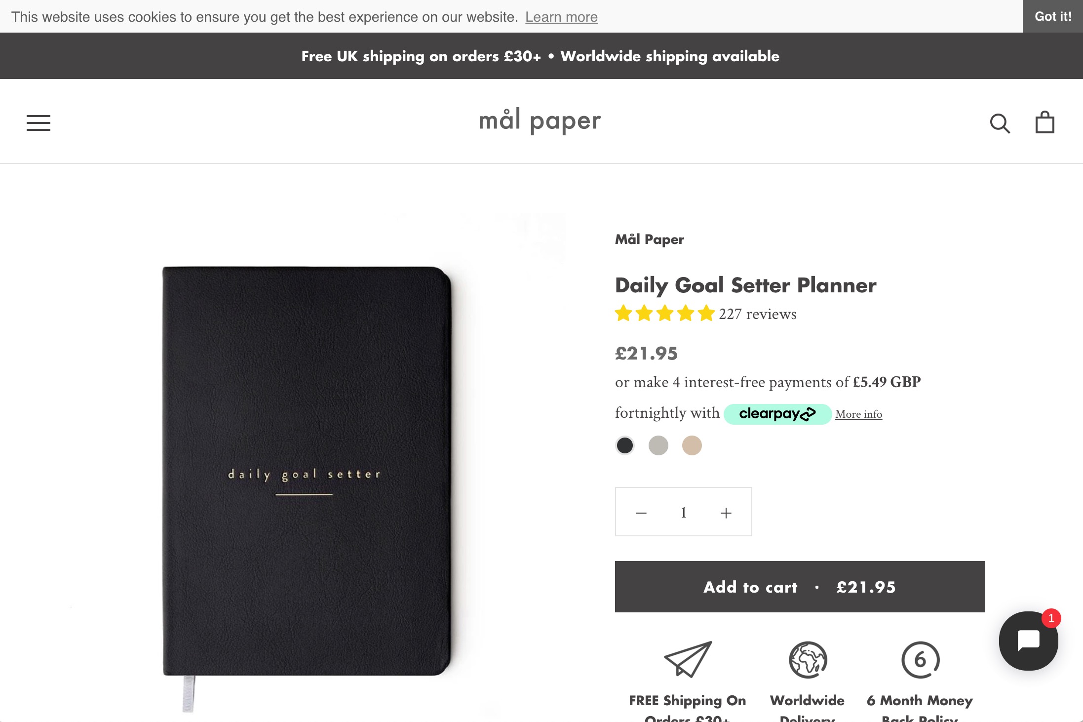 Mål Paper custom product pages screenshot