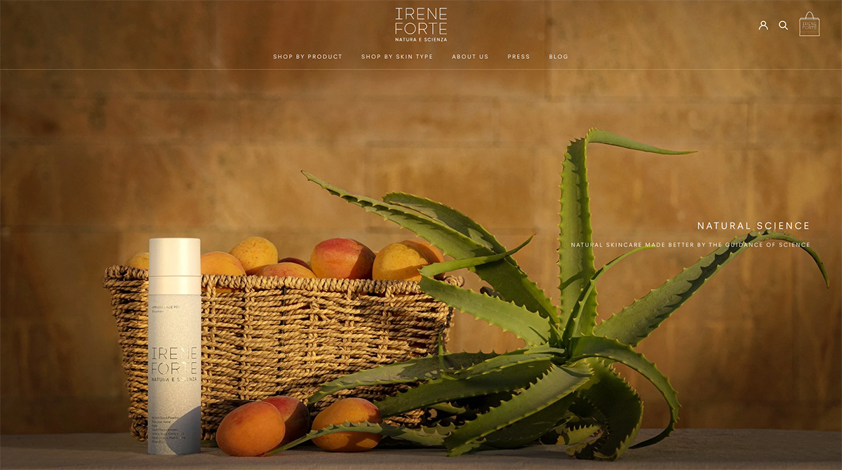Irene Forte Skincare site update screenshot