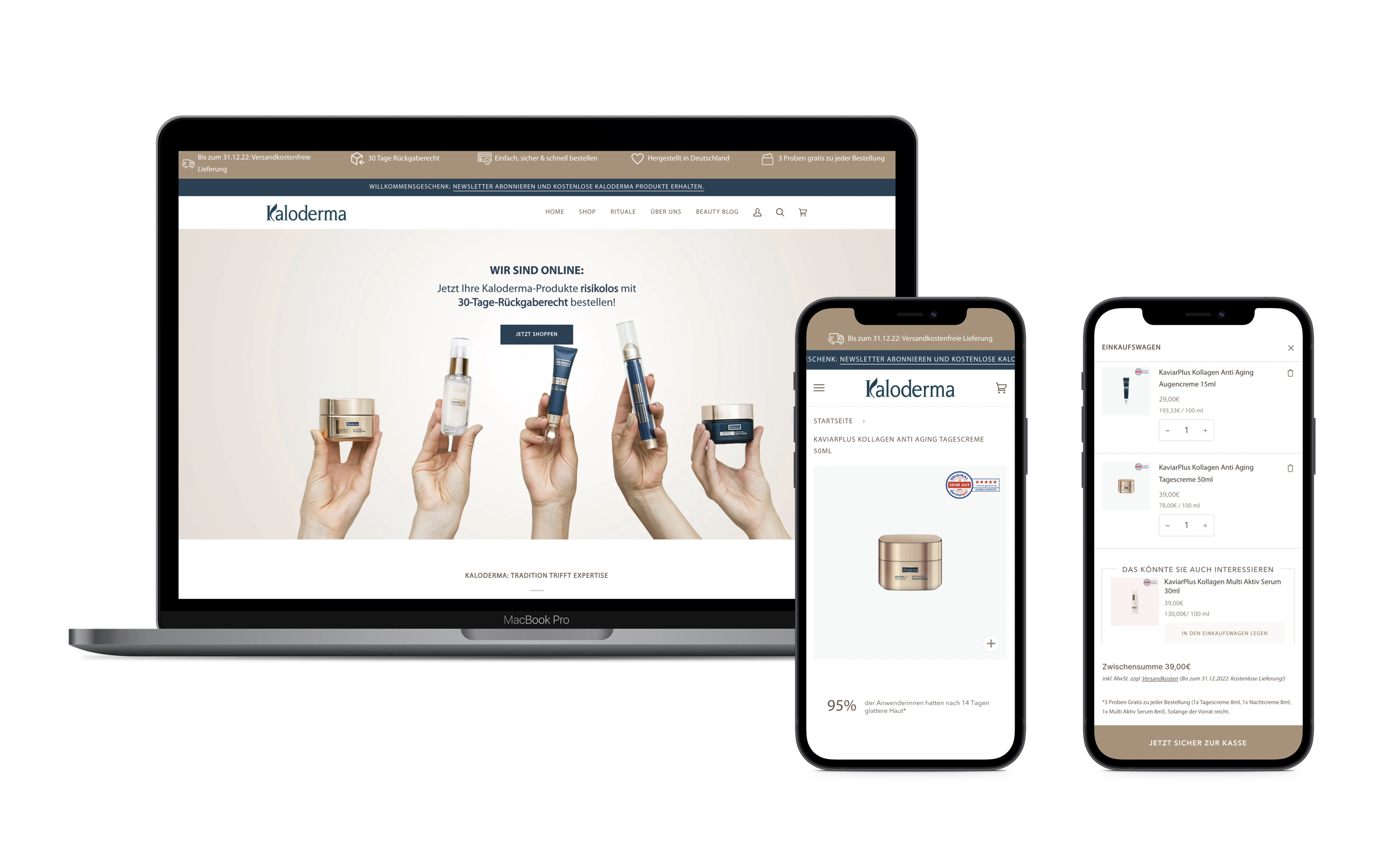 140 Jahre Tradition zielgruppenoptimiert auf Shopify - Kaloderma screenshot