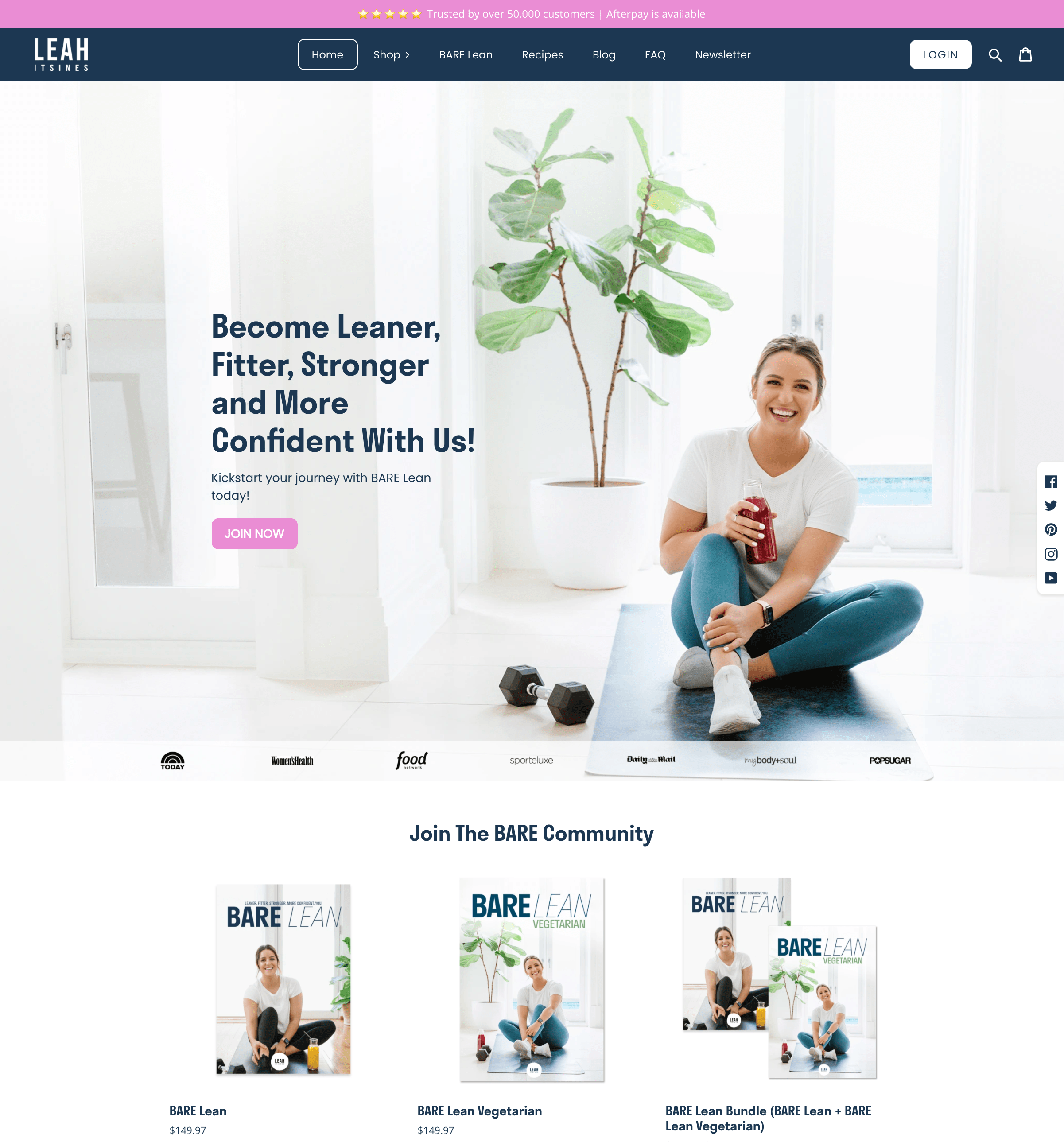 Leah Itsines - Website Design and Development screenshot