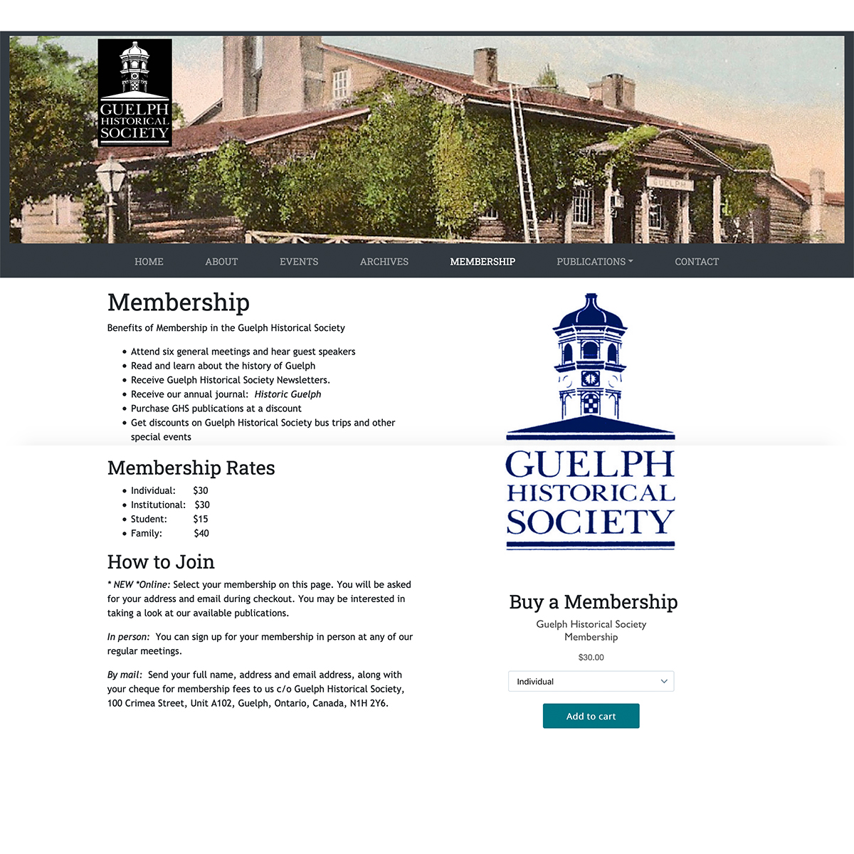 Guelph Historical Society screenshot
