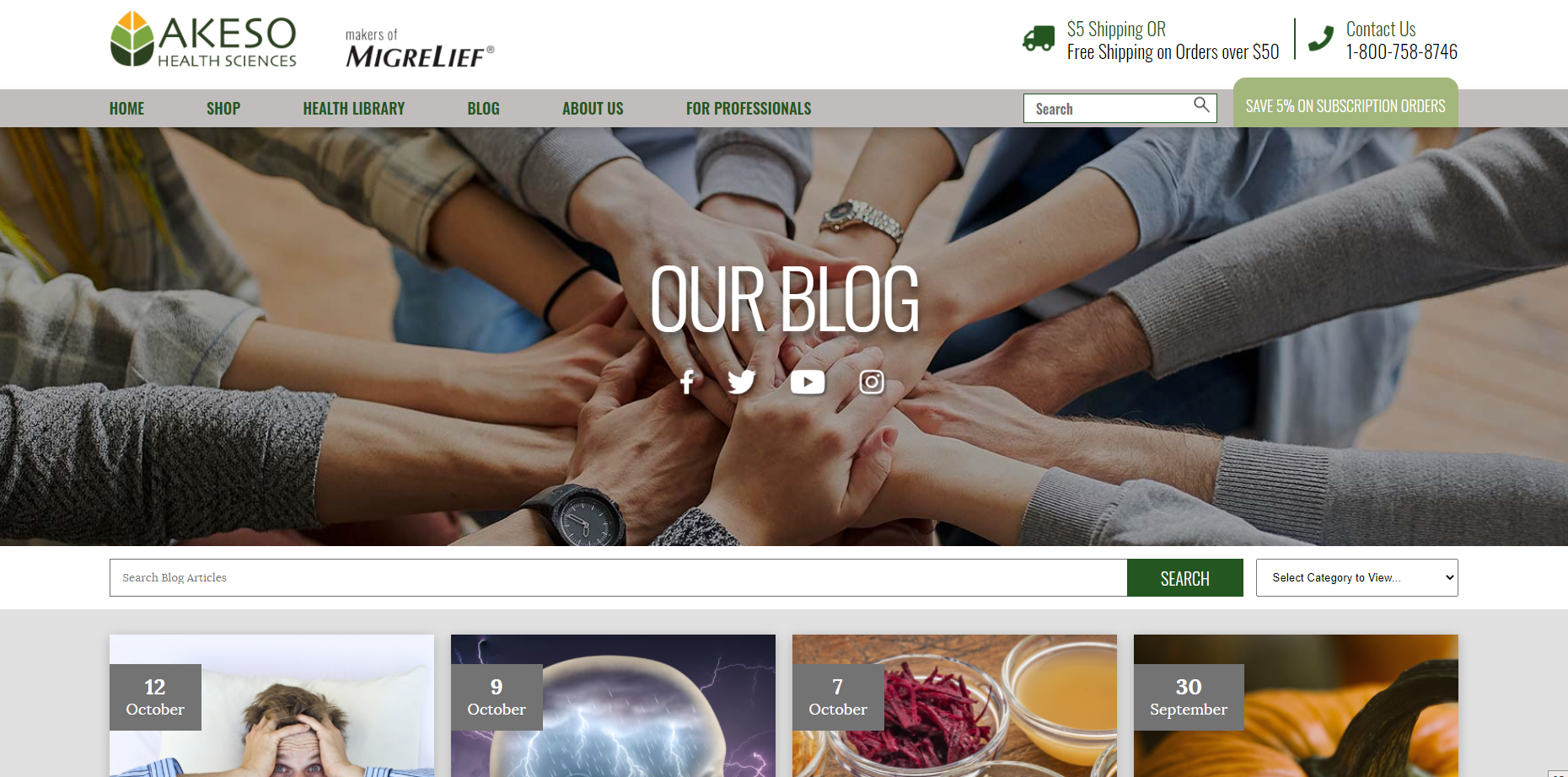 Migrelief Blog w/ Shopify Store screenshot