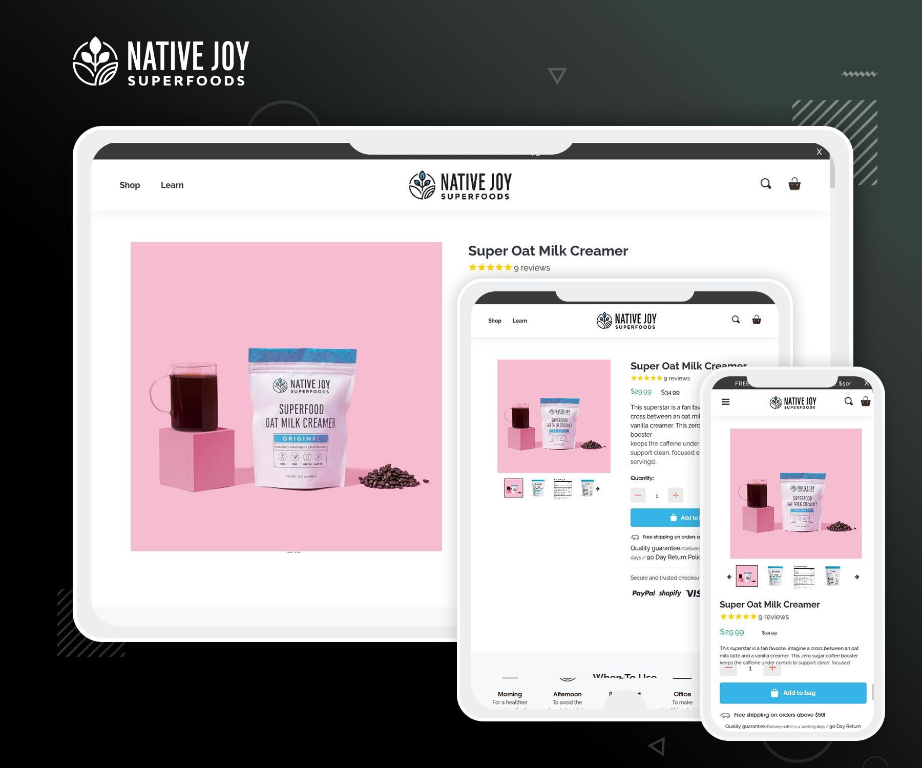 Shopify store re-design and customisation screenshot