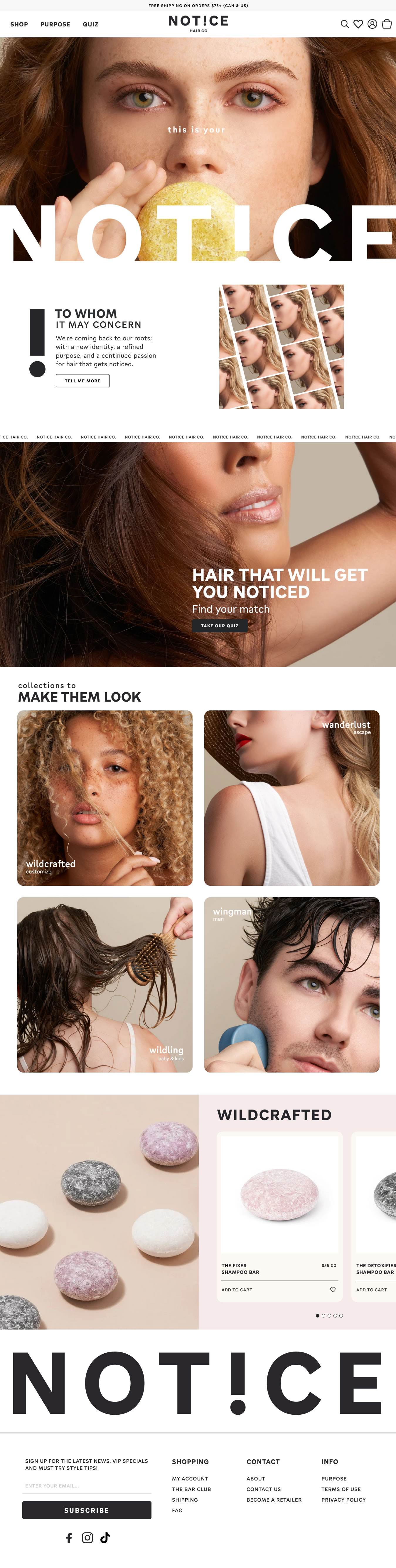 NOTICE HAIR CO. screenshot