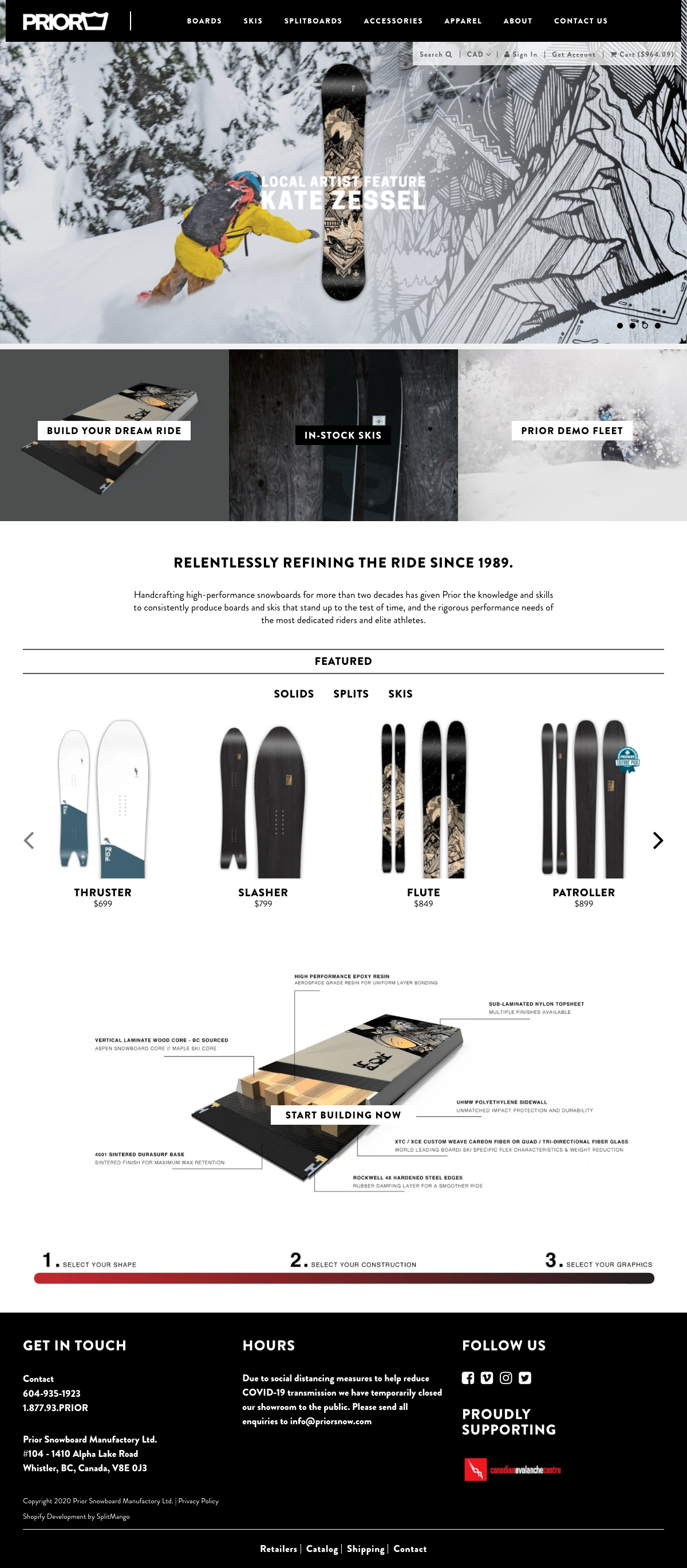 Customizable Snowboard Experience on Prior's New Website