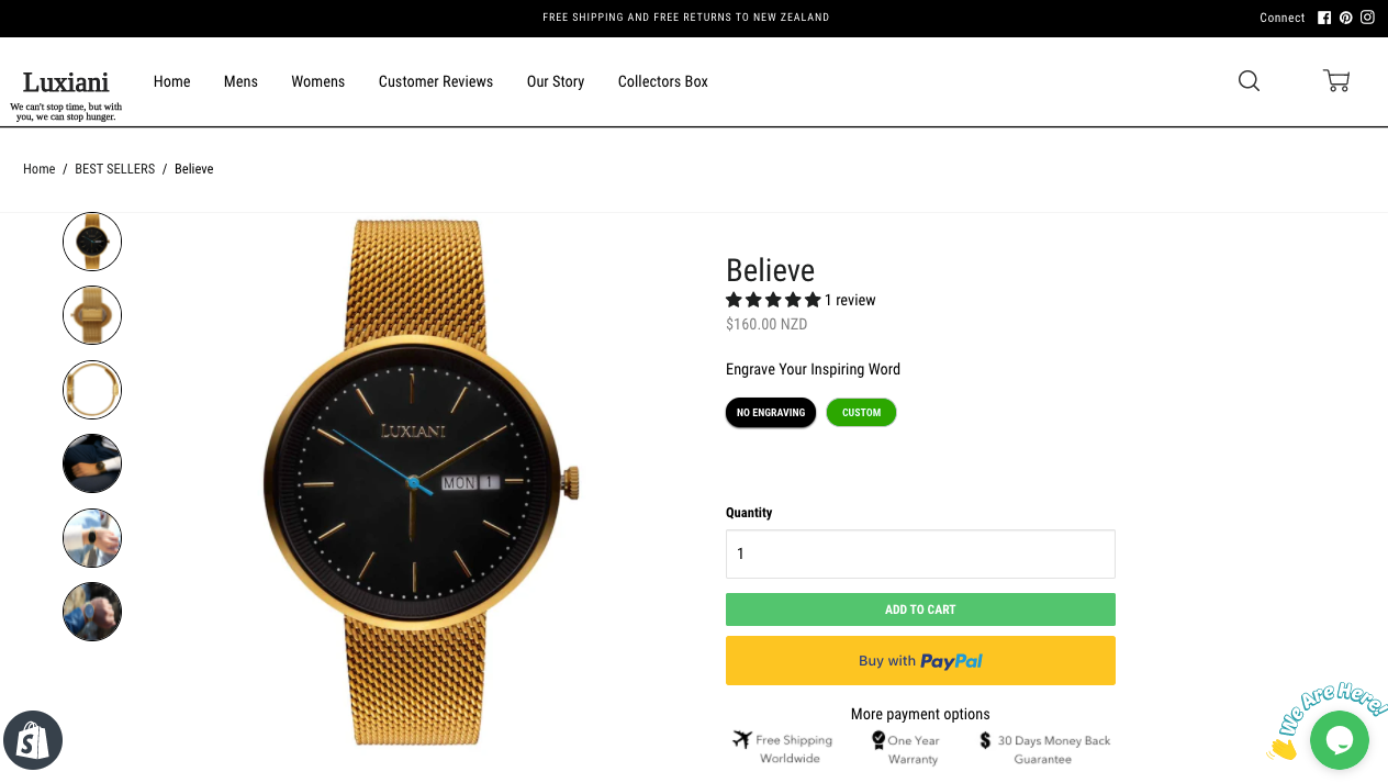 Custom Engraving Feature for Product Page
