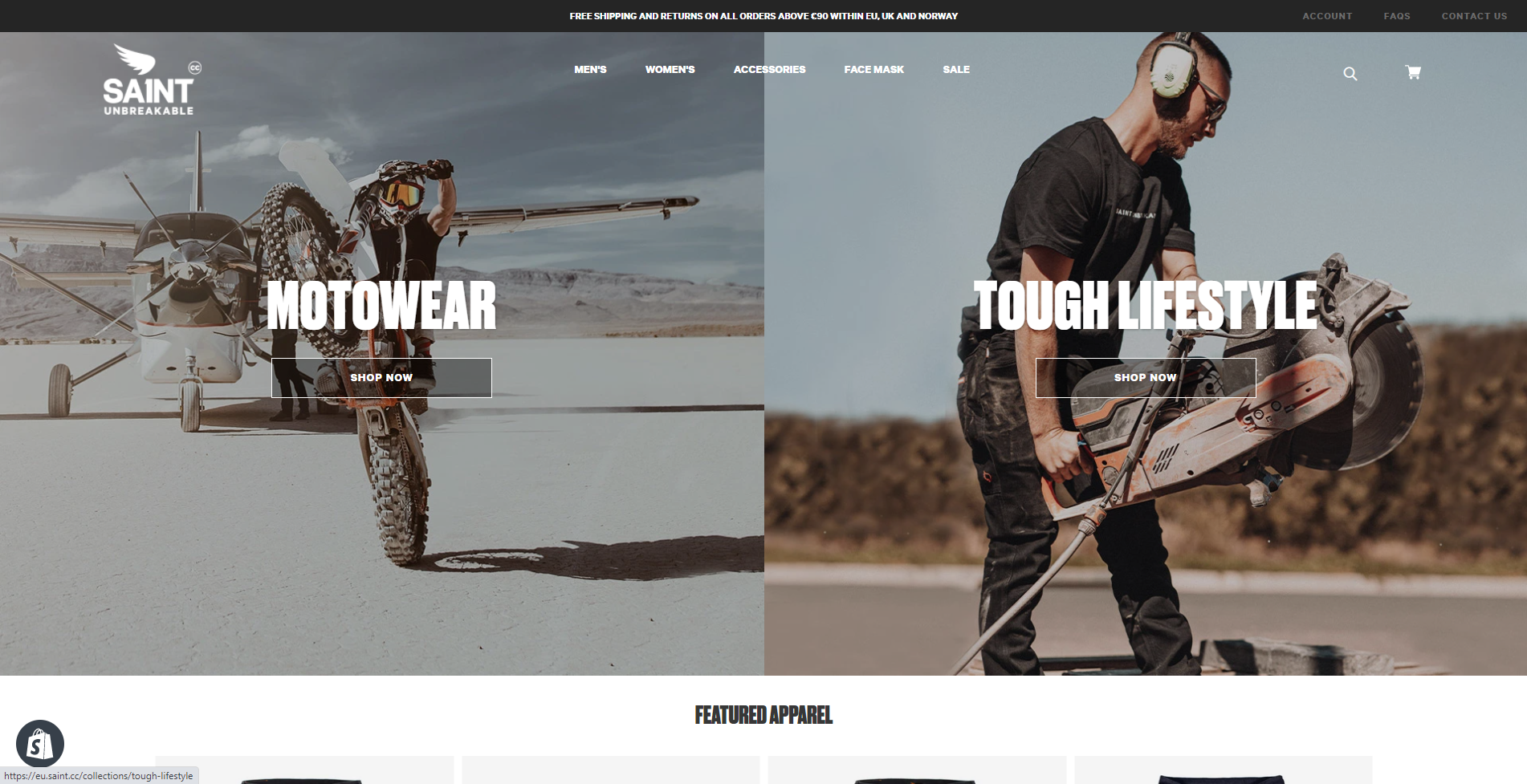 SA1NT Europe - Magento 1 to Shopify screenshot