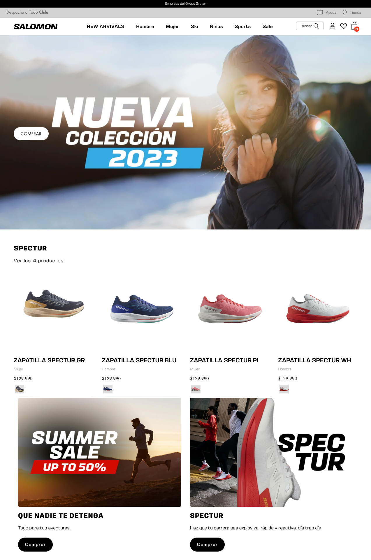 eCommerce Development for Salomon and Grylan Group in Chile