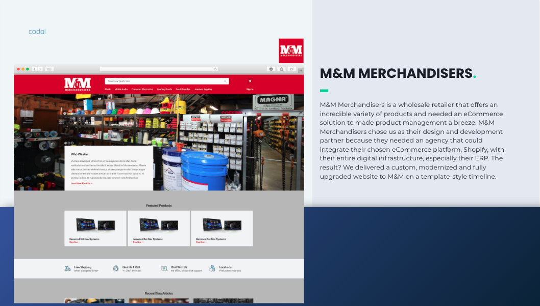 Custom eCommerce Development and Shopify Integration for M&M Merchandisers