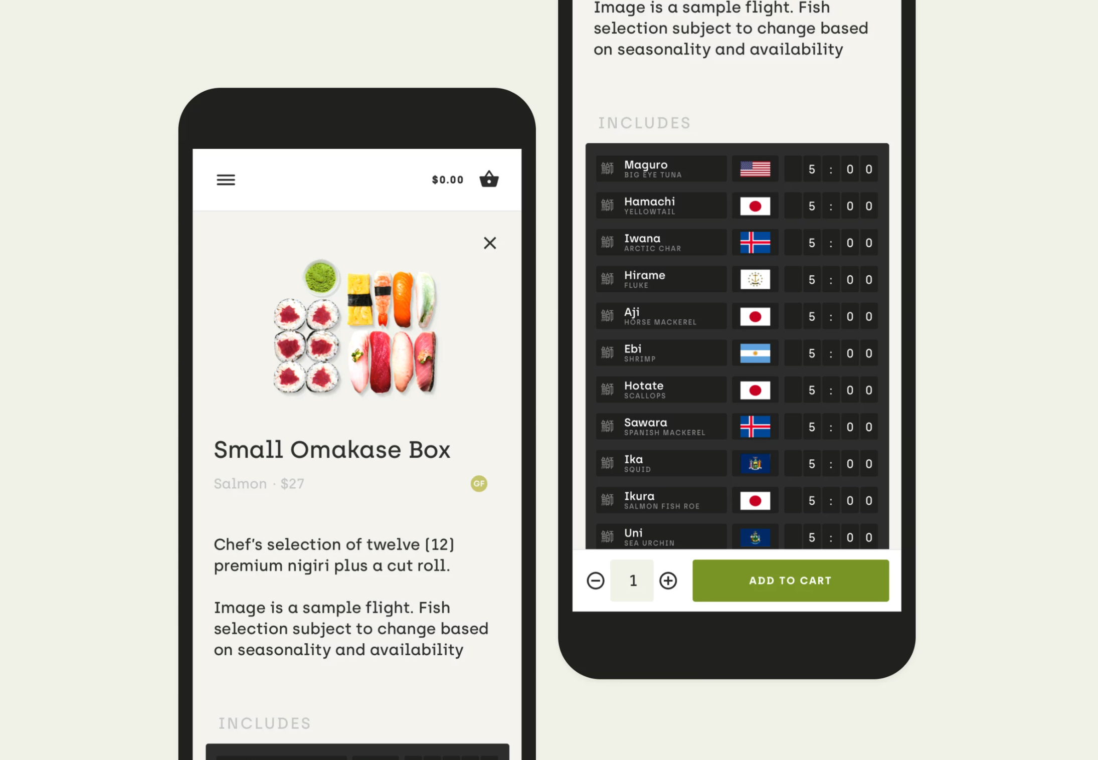Designing an on-demand sushi delivery service screenshot