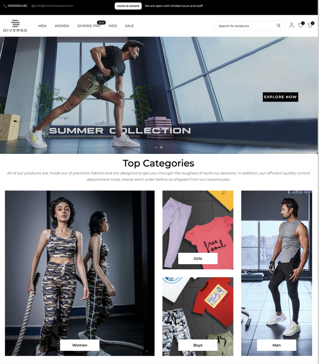Streamlined Website Development and Migration for The Diverse Active Wear
