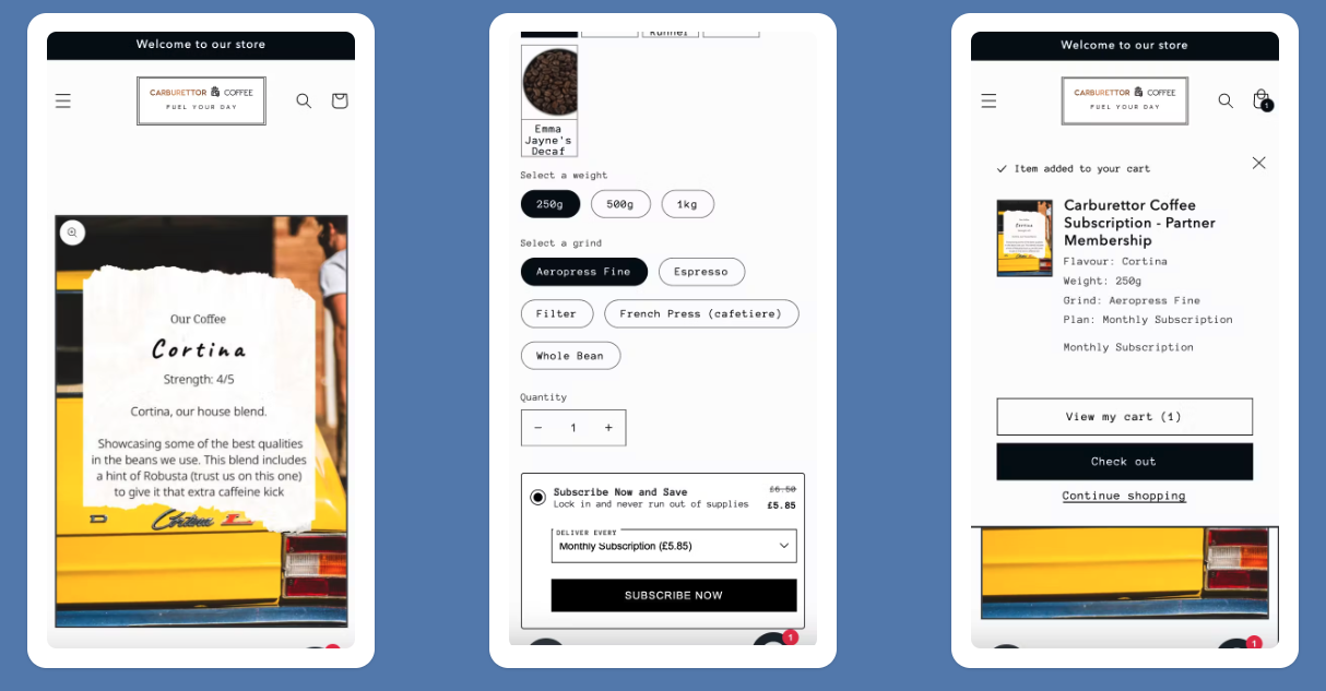 Carburettor Coffee Subscriptions screenshot