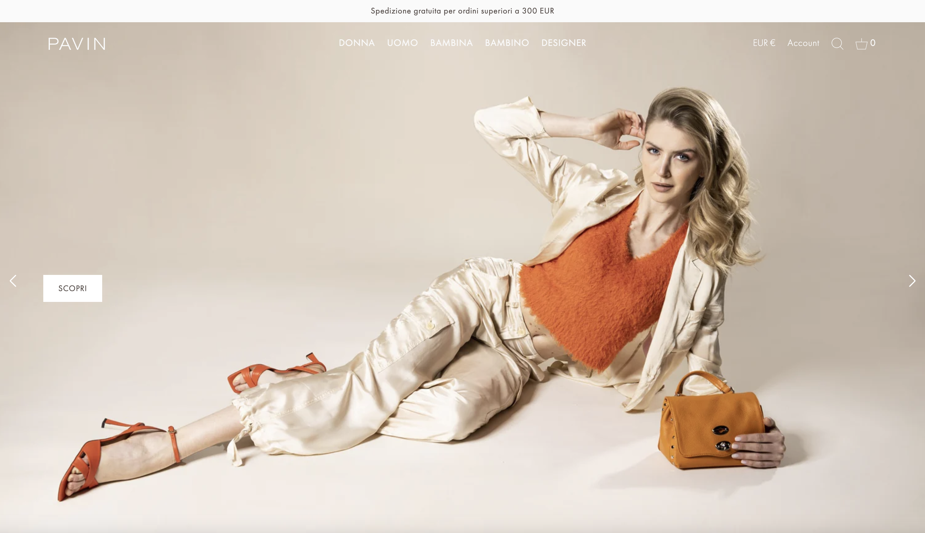 Pavin Group su Shopify con un tema custom screenshot