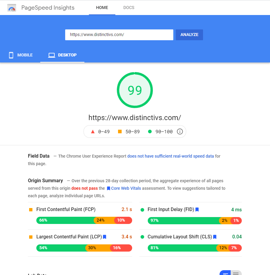 Speed improvement screenshot