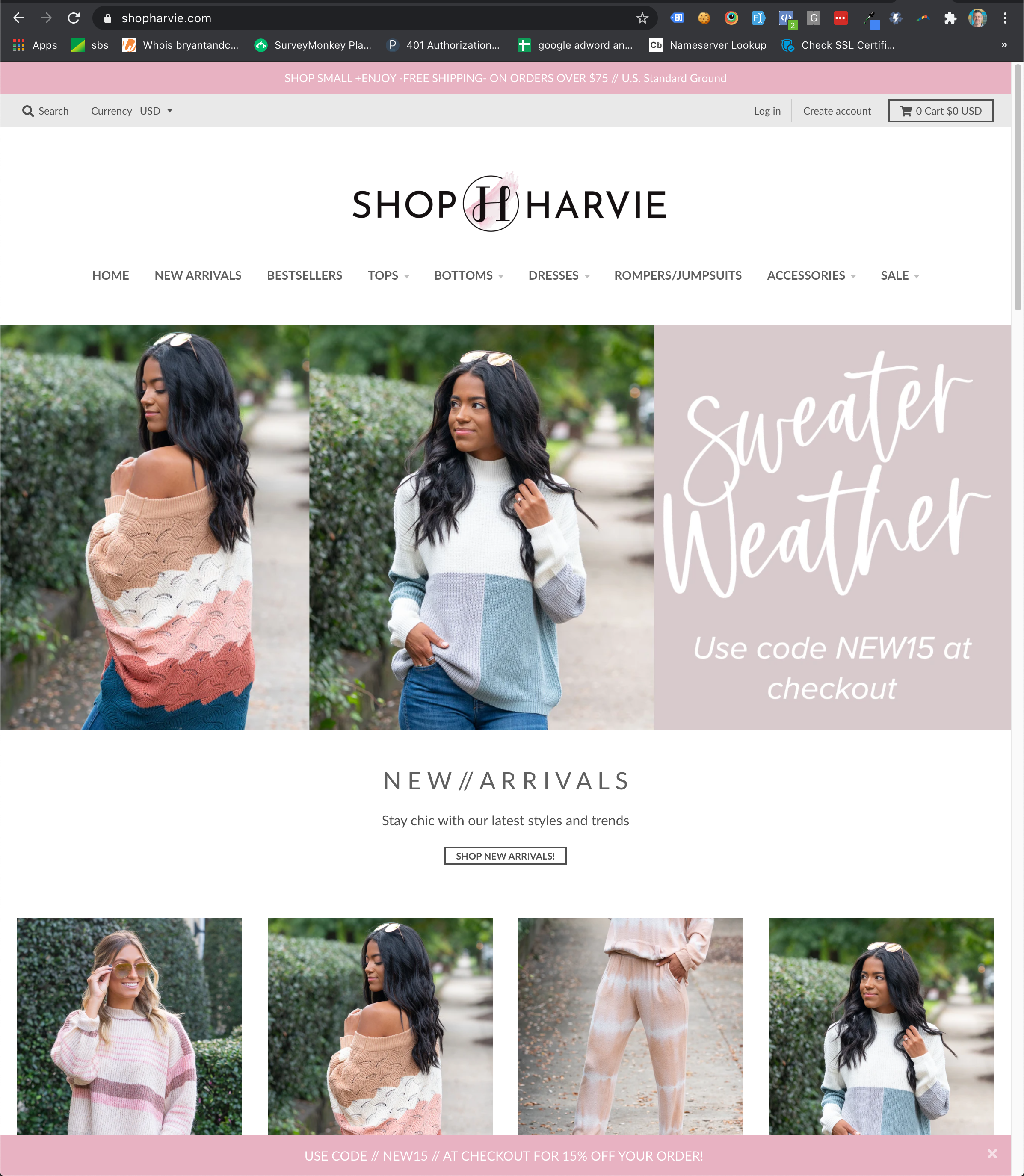 Shop Harvie Website design and build screenshot