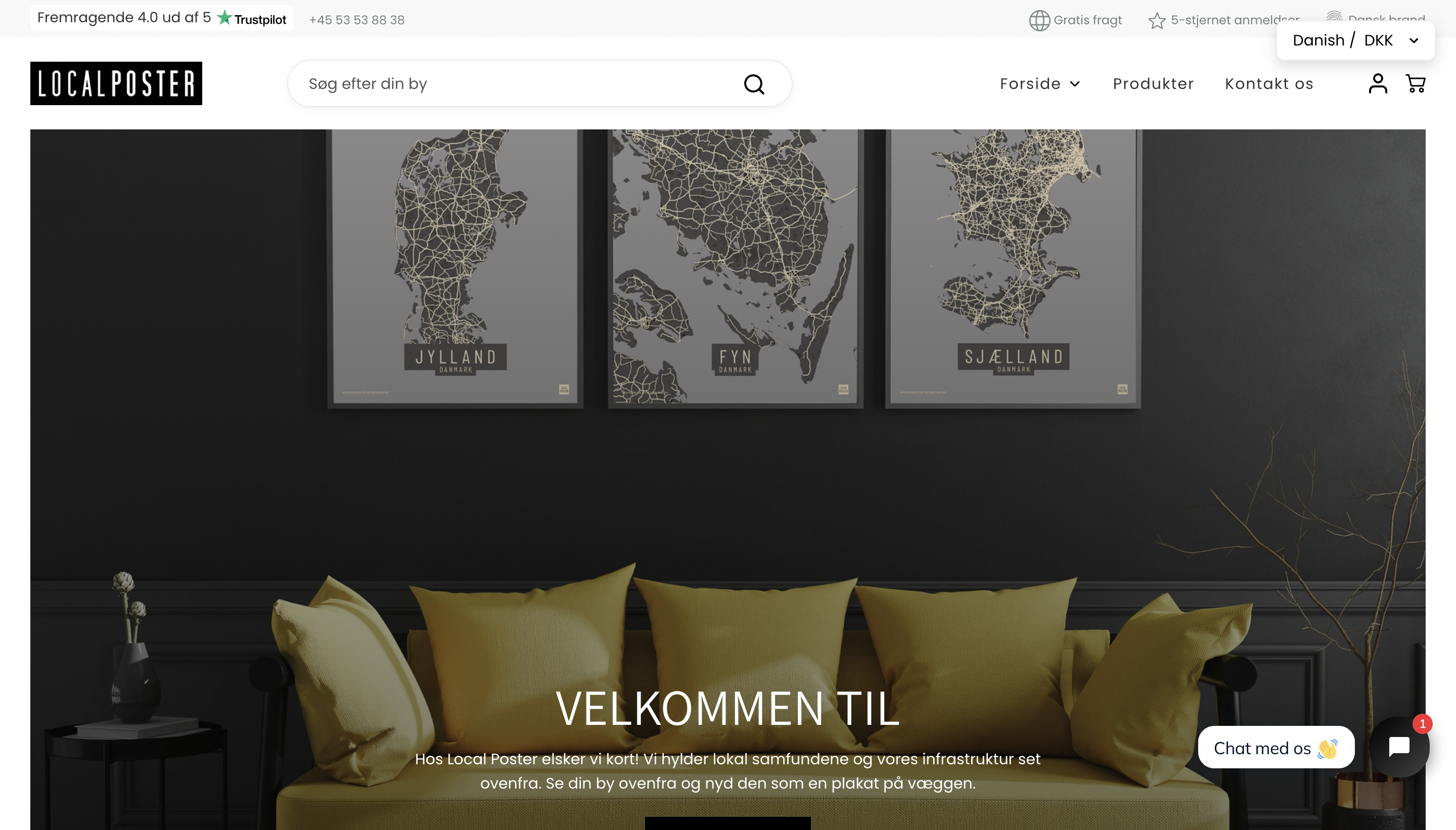 Danmarks førende by-plakat shop screenshot