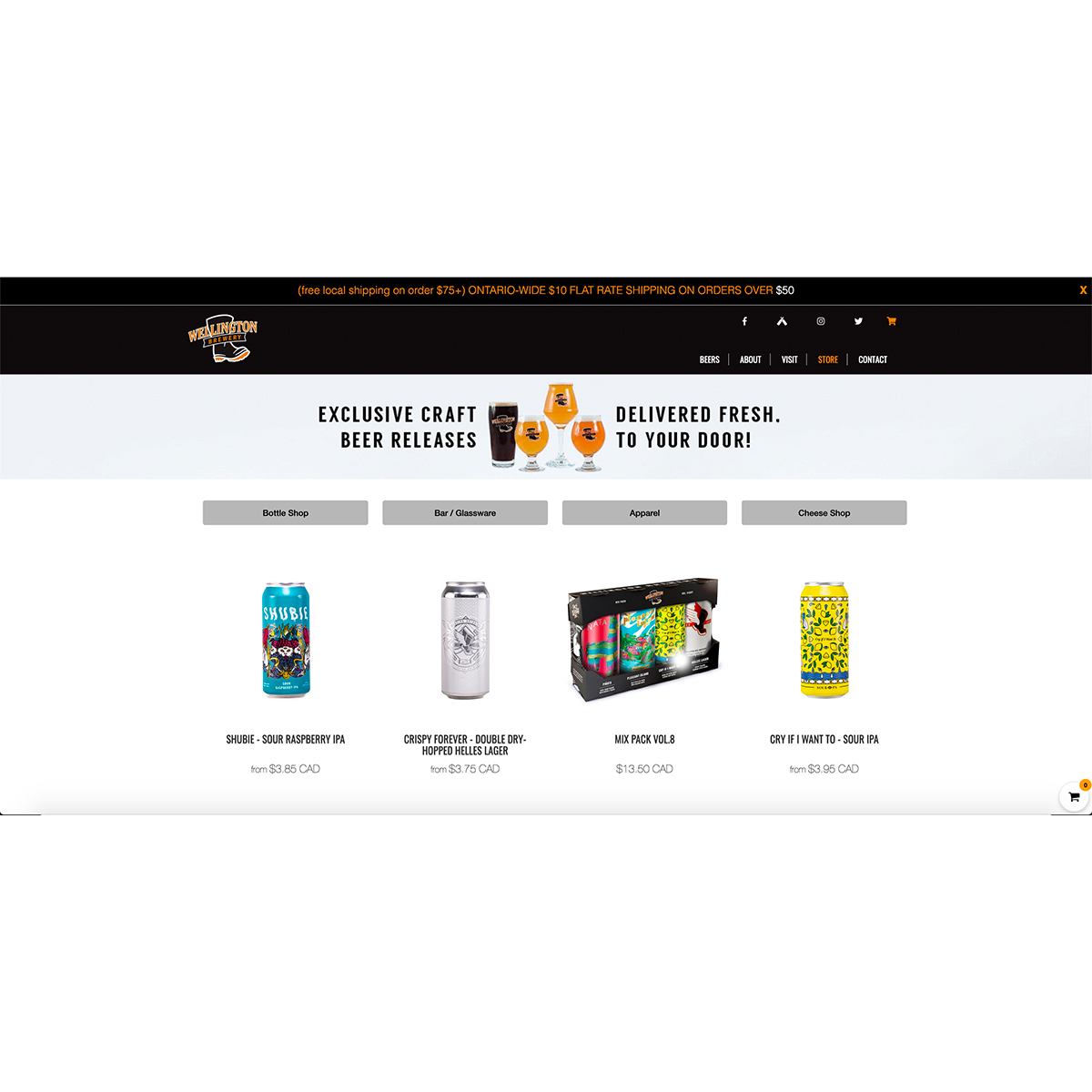 Wellington Brewery Online Store screenshot