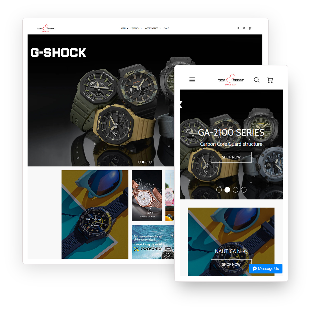 Custom Home Page Design and Comprehensive Store Management for Time Depot