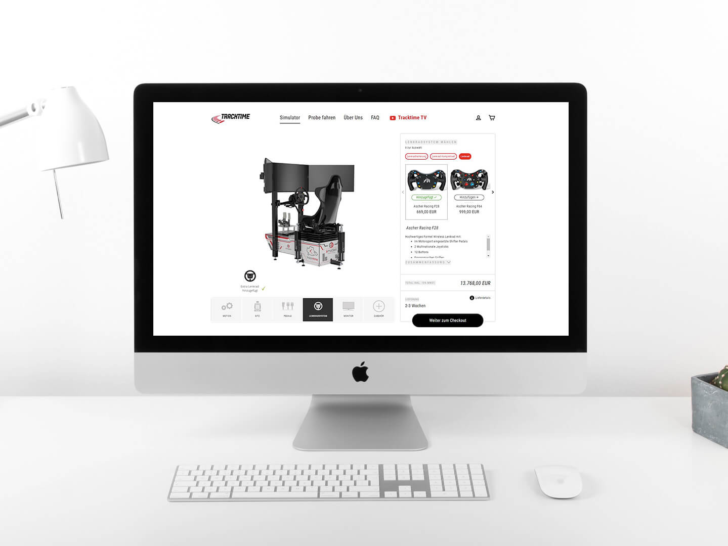 Tracktime Rennsimulator Produktkonfigurator screenshot
