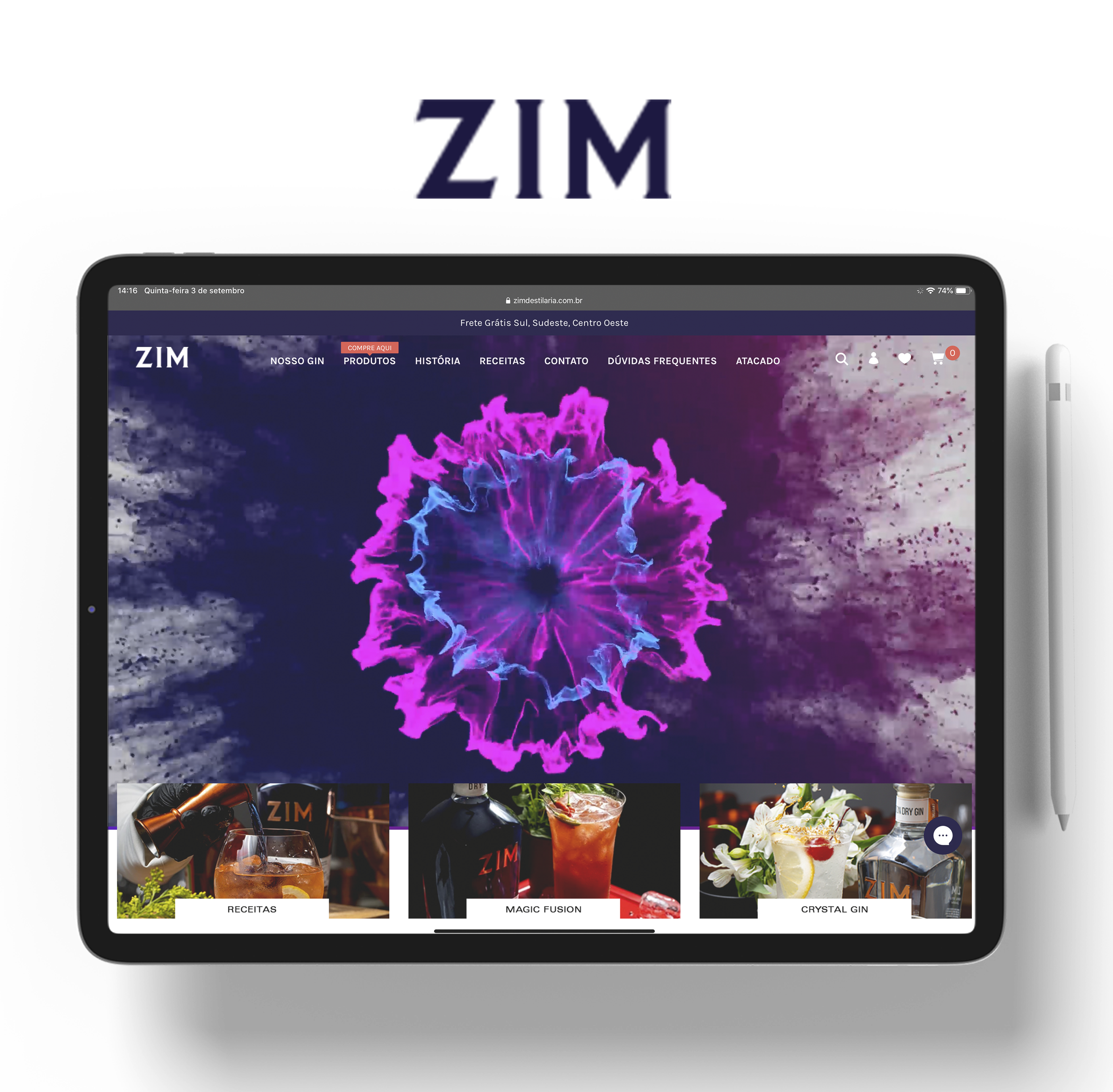 Design e desenvolvimento ZIM Destilaria screenshot