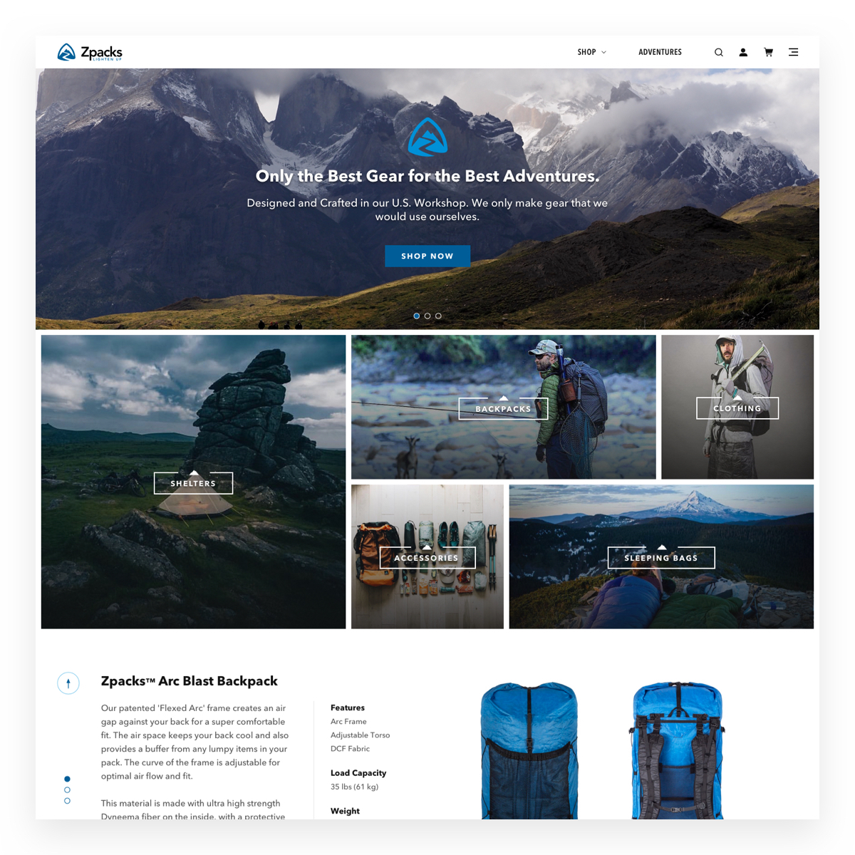 Re-platforming Zpacks to Shopify Plus: Crafting a Custom Website for Outdoor Gear