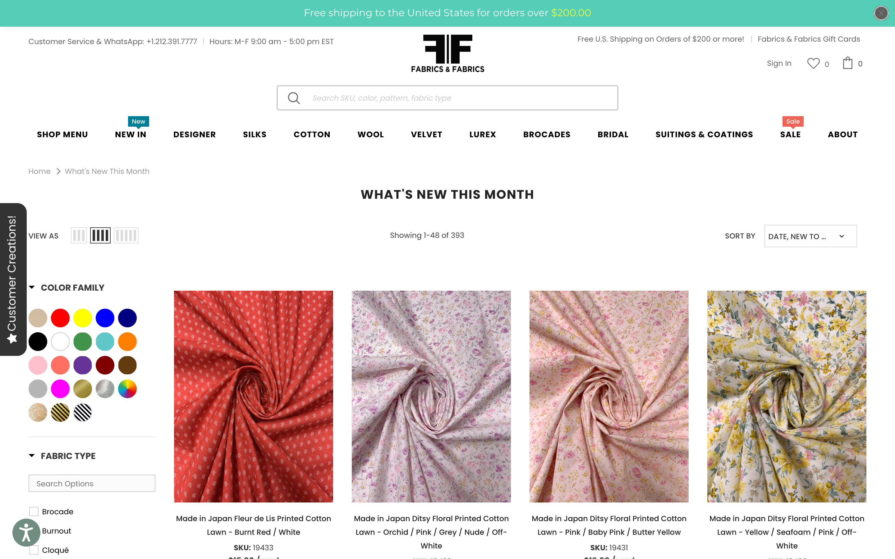 Fabrics & Fabrics Shopify Store Design and Development screenshot 2