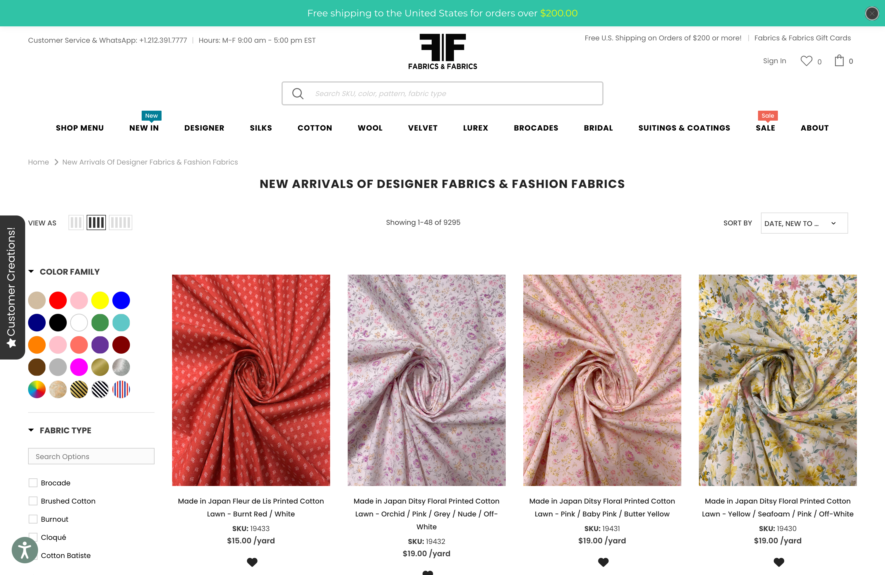 Fabrics & Fabrics Shopify Store Design and Development screenshot