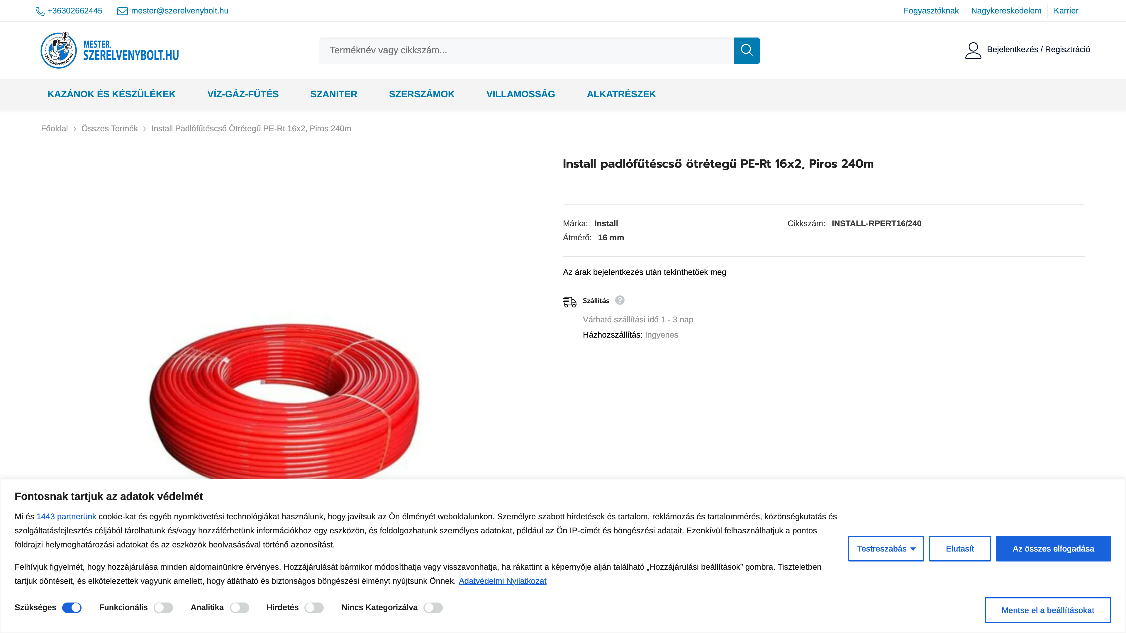Szerelvénybolt Shopify store and mobile app building screenshot 2