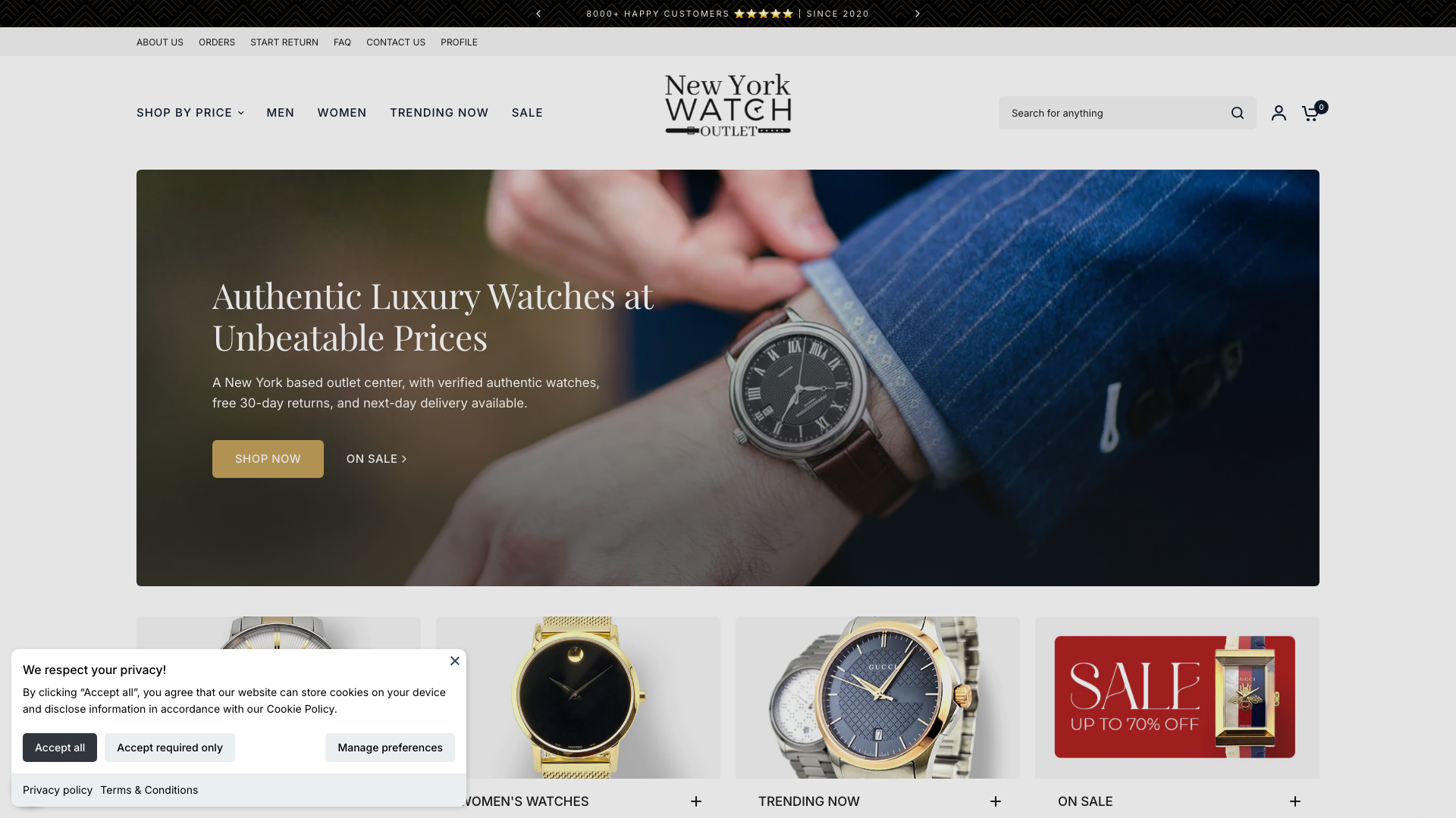Luxury Watch Shopify Store Design with Advanced Filtering