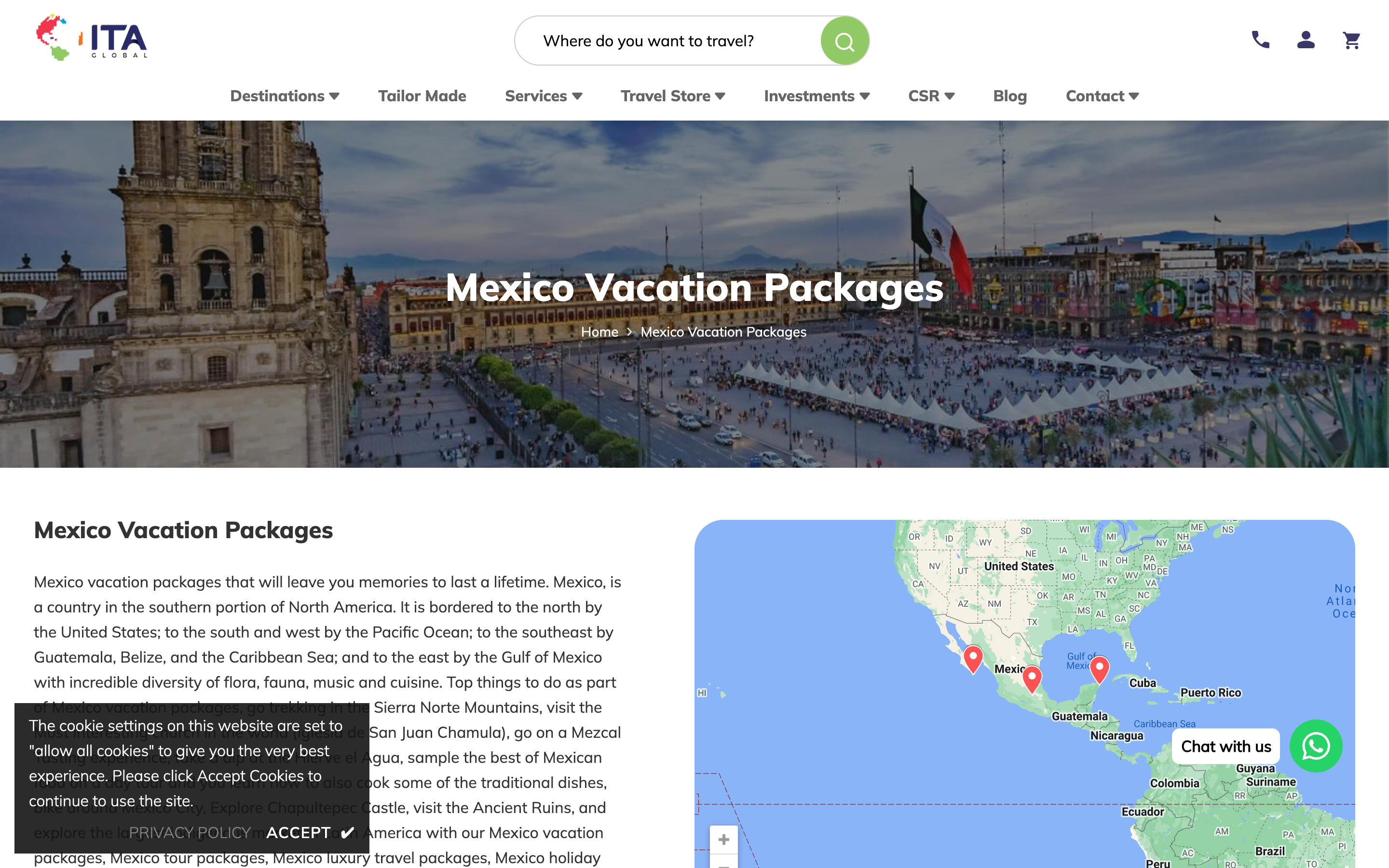 Travel Website (https://itaglobal.com/) screenshot 6