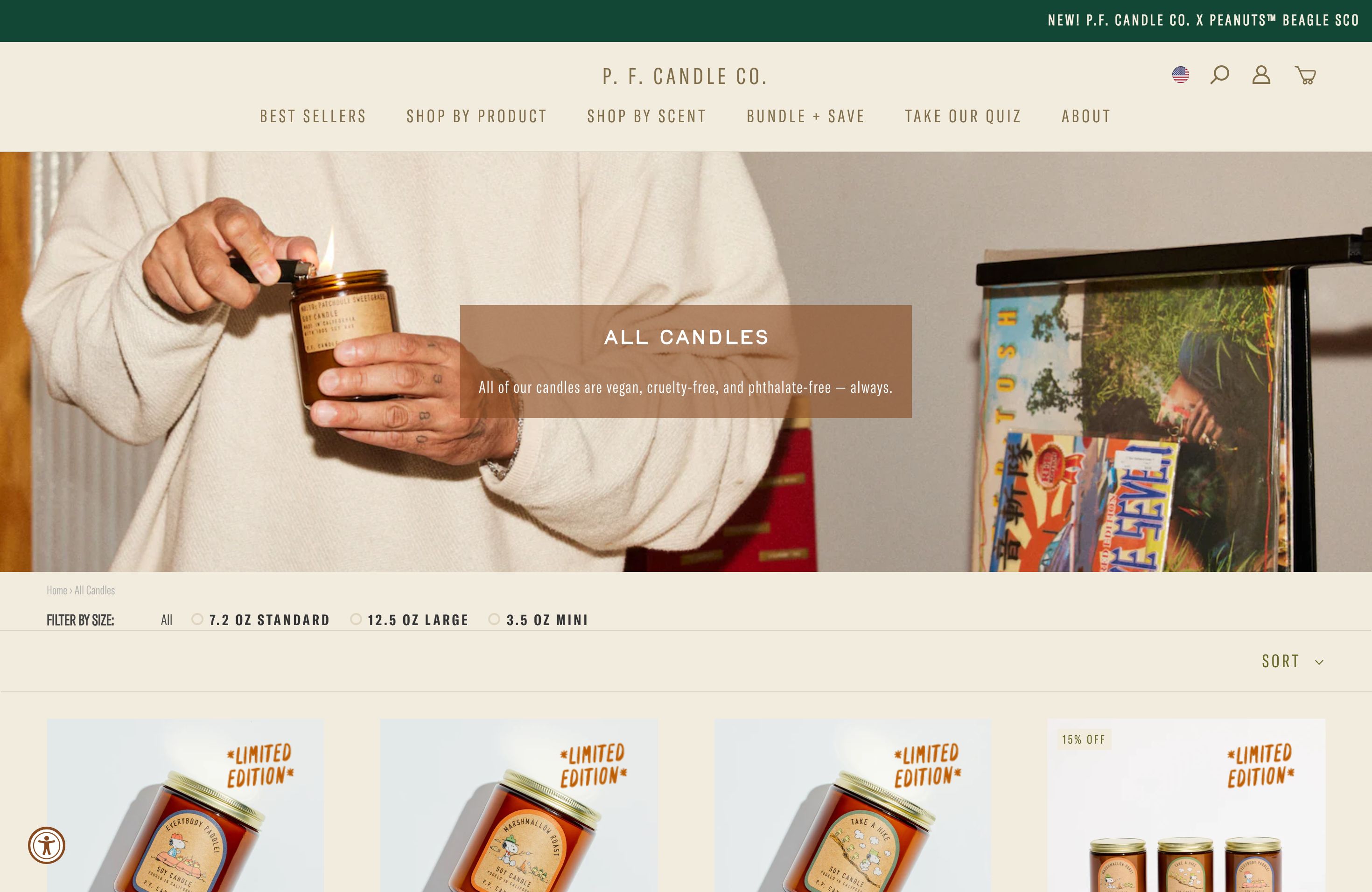 P. F. Candle Co. Shopify Plus Theme Design screenshot 4